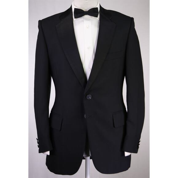 Saks Fifth Avenue Vintage Mens Black 2-Btn Tuxedo Dinner Jacket Blazer 38L - Picture 2 of 8